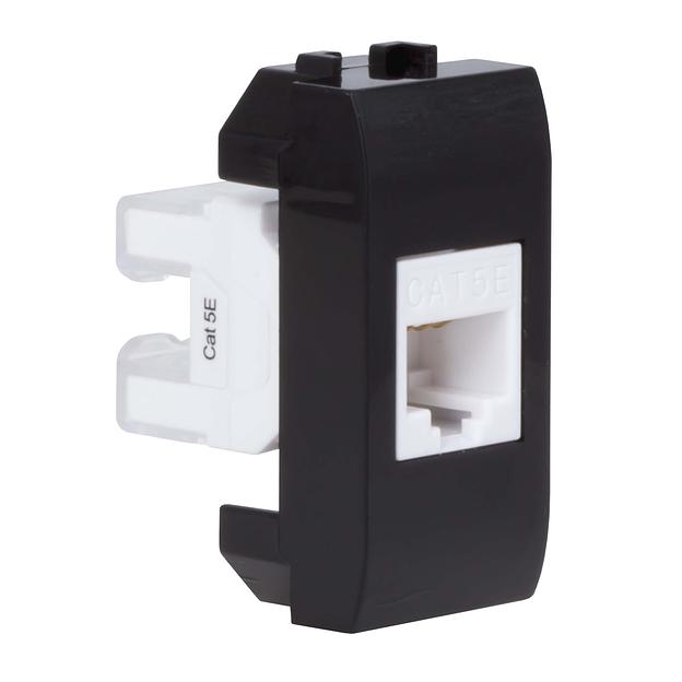 Компьютерная розетка RJ45 кат.5e, Brava, черная, 1 мод DKC 77654N фото 3