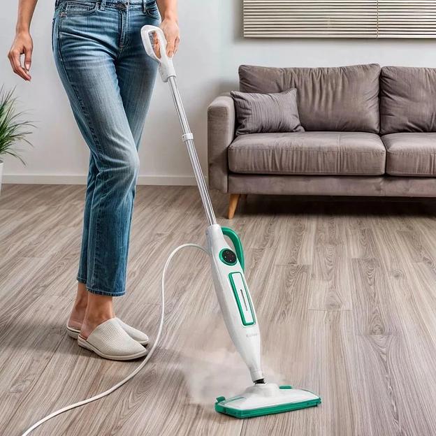 Швабра паровая Kitfort КТ-1098 1250Вт белый/зеленый фото 6