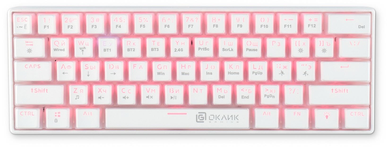 Клавиатура Оклик K763W механическая белый USB беспроводная BT/Radio Multimedia for gamer LED (1920562) фото 9