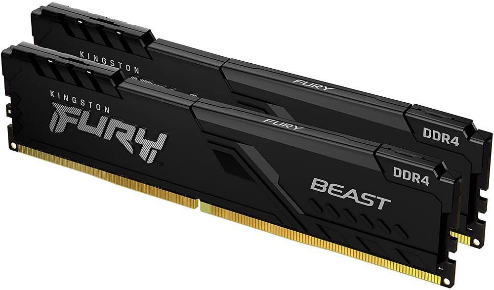 Модуль памяти KINGSTON Fury Beast Gaming DDR4 Общий объём памяти 32Гб Module capacity 16Гб Количество 2 3600 МГц Радиатор Множитель частоты шины 18 1.35 В черный KF436C18BBK2/32 фото 1