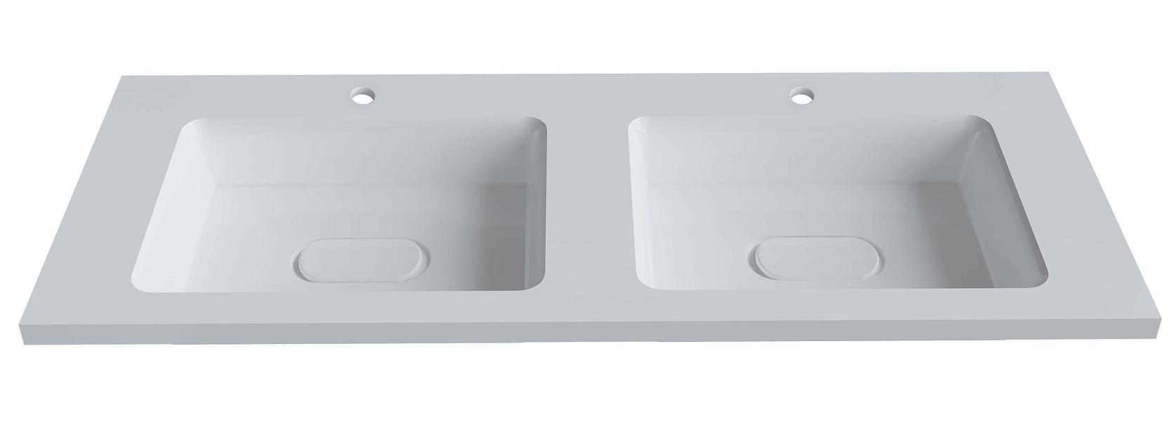 Раковина для ванной полувстраиваемая двойная Uperwood Modul 120 см, белая глянцевая фото 6