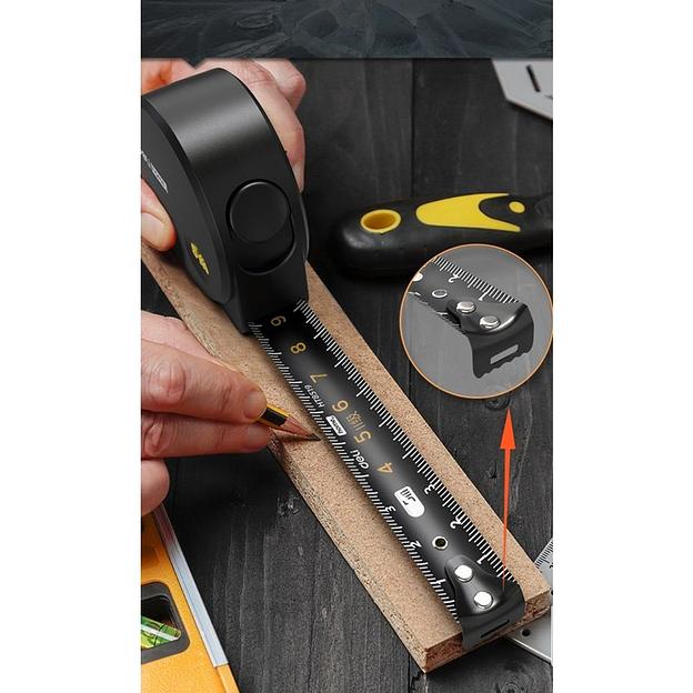 Измерительный и разметочный инструмент Deli Рулетка Home Series Black HT8519 5м х 19мм, эксклюзивный дизайн, корпус - высококачественный софттач пластик фото 5