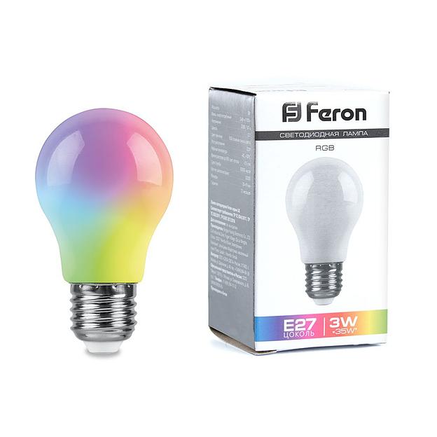 Лампа светодиодная LED 3вт Е27 RGB плавная смена цвета А50 фото 1