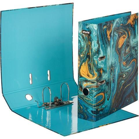 Папка-регистратор, А4, 75 мм, ламин.картон/ламин.бумага, синий, Attache Selection Fluid фото 1