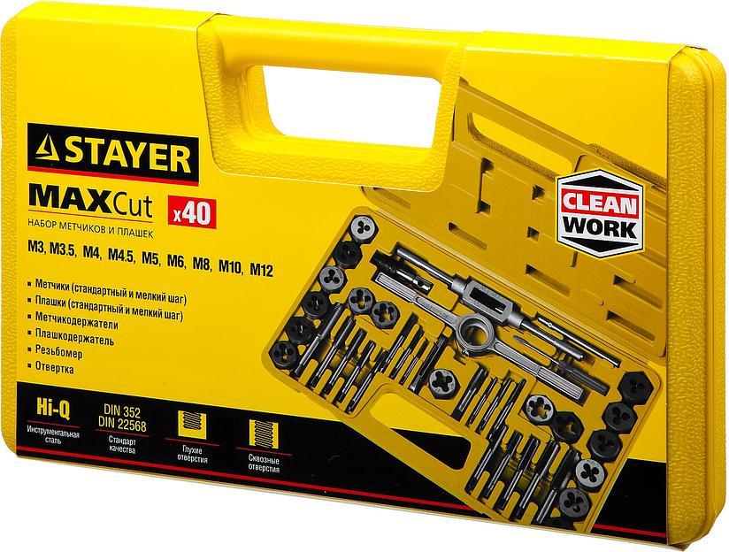 STAYER MaXCut, 40 предметов, инструментальная сталь, набор метчиков и плашек (2805-H40) фото 4