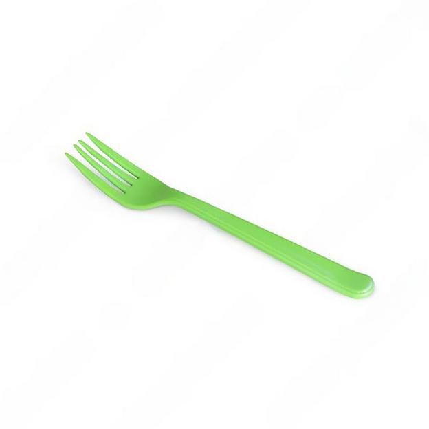 Вилка пластиковая одноразовая салатовая 18 см премиум 50 шт фото 1