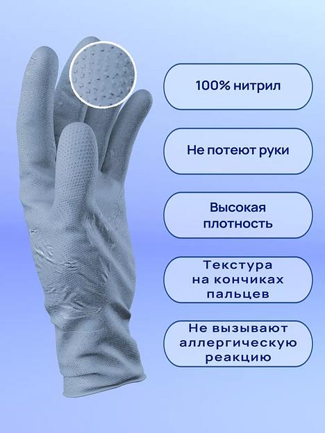 Перчатки нитриловые 100 пар, размер M, серо-голубые, опт фото 3