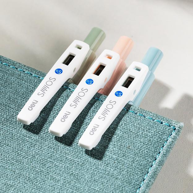 Набор ручек гелев. автоматическая Deli (EG58-BL-P) ассорти d=0.5мм син. черн. кор.карт. (12шт) резин. манжета фото 4