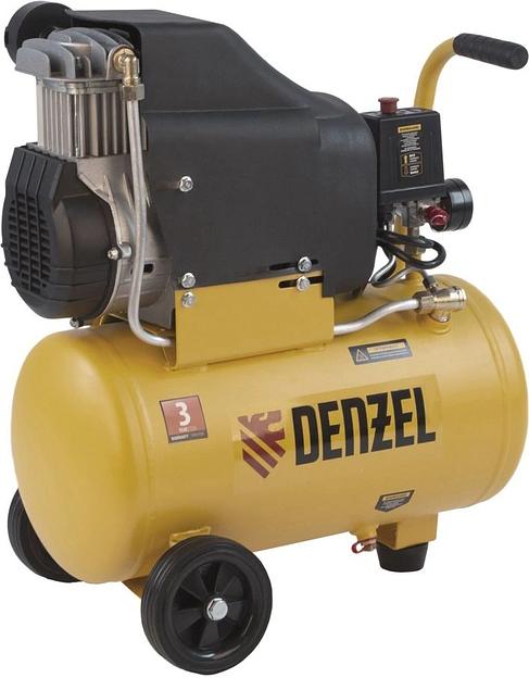 Компрессор поршневой Denzel DLC1300/24 безмасляный 206л/мин 24л 1300Вт желтый/черный фото 1