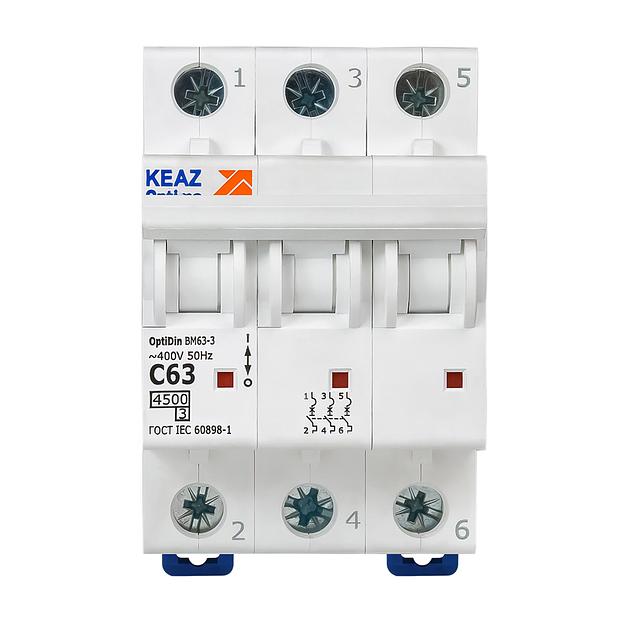Выключатель автоматический модульный OptiDin BM63-3C63-4.5-УХЛ3 КЭАЗ 326818 фото 2
