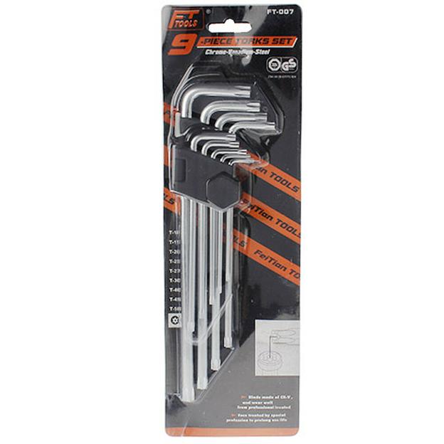Набор Длинных Г-Образных Ключей TORX С Отверстием T10-T50 9 Шт FT-007 фото 4