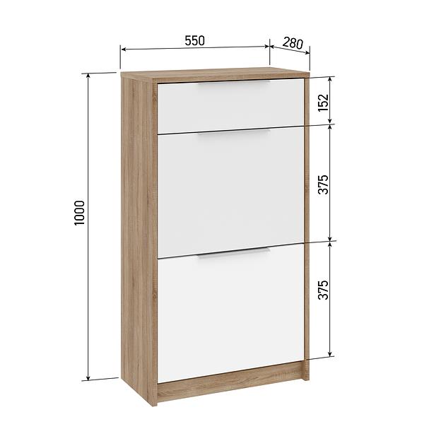 Тумба для обуви «Нордик» исполнение 1, дуб сонома, белая Аляска, опт фото 3