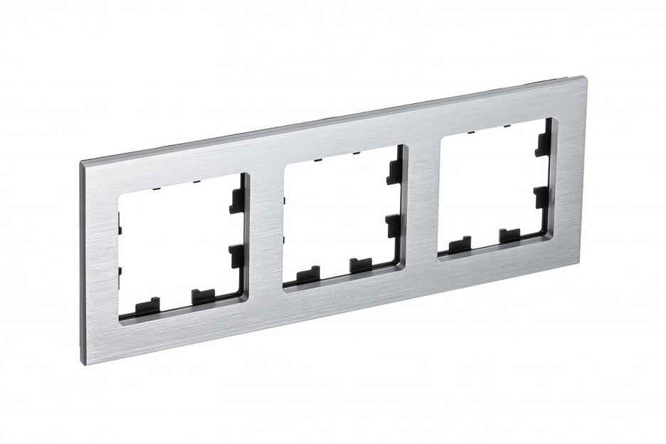Systeme electric ATN312103 Рамка 3-постовая ATLASDESIGN NATURE, МЕТАЛЛ СЕРЕБРО фото 1