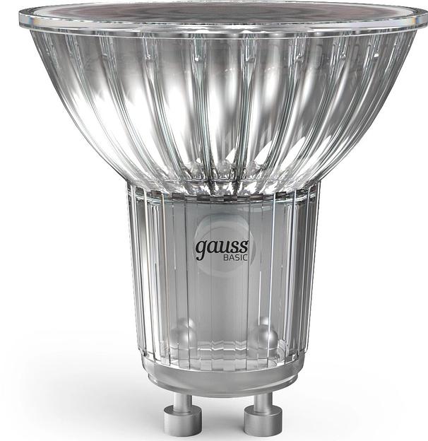 Лампа светодиодная Gauss Basic 6Вт цок.:GU10 софит св.свеч.теп.св./дневн. (10106162) фото 2
