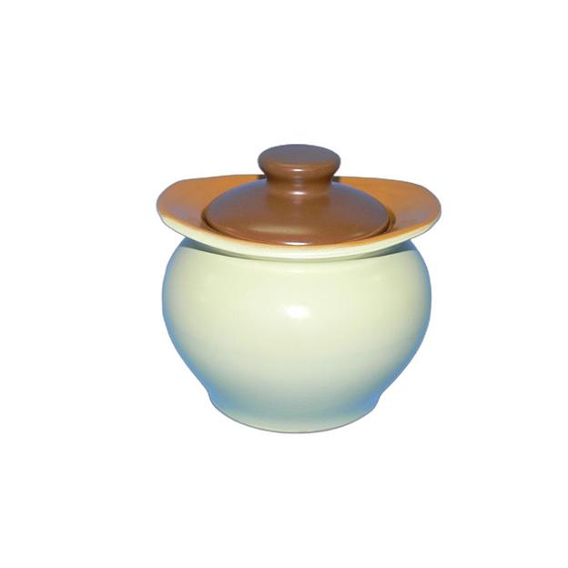 Горшок для тушения/запекания 500 мл. с крышкой желто-коричневый /1/6/ фото 1