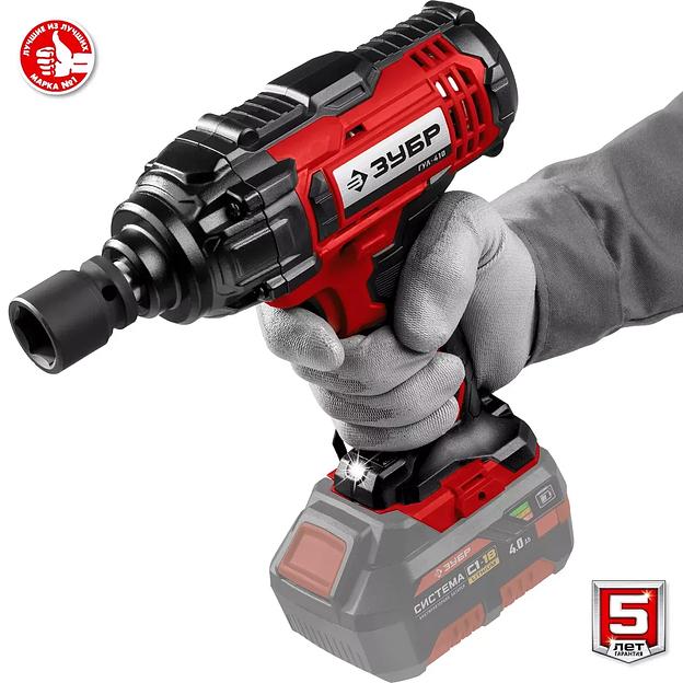 Гайковёрт ударный аккумуляторный, ЗУБР, 18В, без аккумулятора, в коробке, серия «Мастер» (ГУЛ-410) фото 1