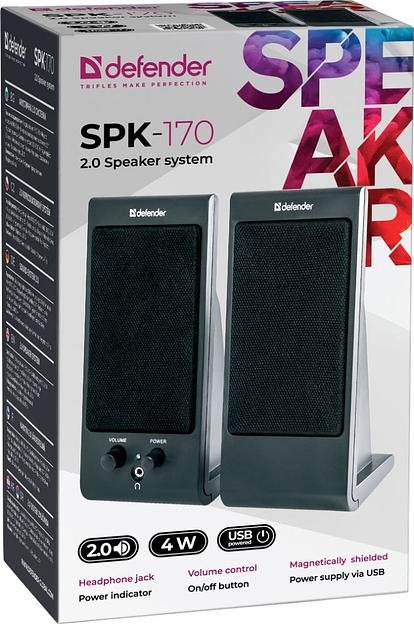 Defender Акустическая 2.0 система SPK-170 черный, 4 Вт, питание от USB Defender SPK-170 (65165) фото 3
