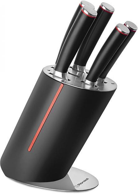 Набор ножей кухон. Rondell RD-1130 компл.:6предм. с подставкой черный подар.коробка фото 1