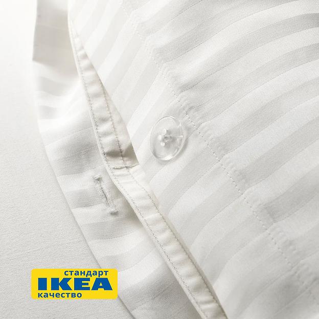 Пододеяльник 1,5 спальный, наволочка НАТЕСМИО (ИКЕА НАТТЭСМИН) 150x200/50x70, белый страйп, сатин KL-60337179 фото 2