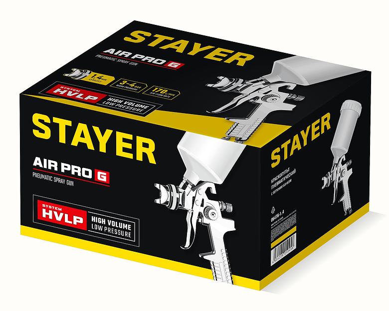 STAYER AirPro G, HVLP 1.4 мм, пневматический краскопульт с верхним бачком, Professional (06476-1.4) фото 6