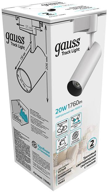 Система трековая Gauss TR083 20Вт 4000K цв.св.:белый нейтральный белый фото 4