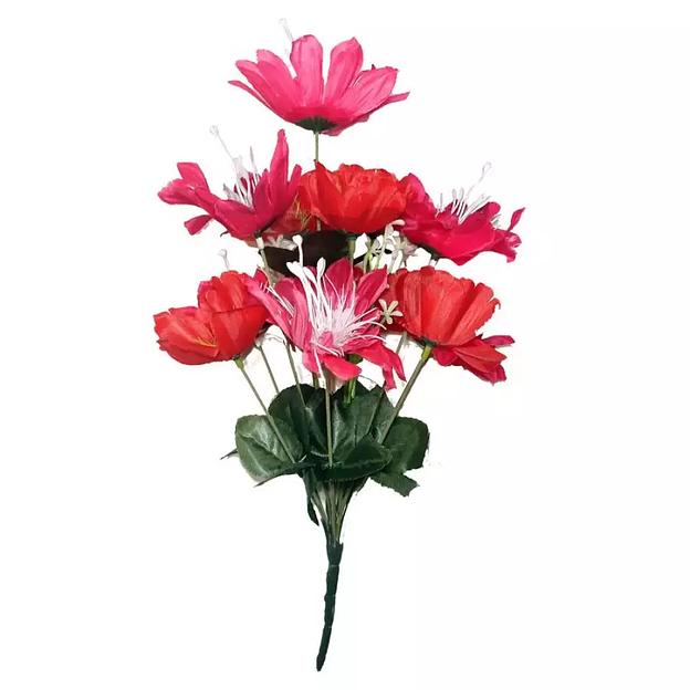 Цвет.букет: георгины и маки 12 голов (2 вида 6+6) 37см 423-9031+327 фото 1