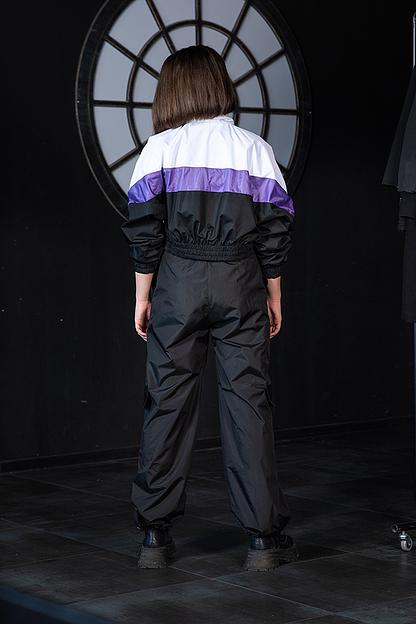 Чёрные брюки-карго из плащёвки на девочку ОПТ фото 3