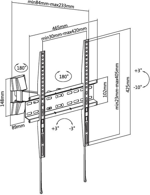 Кронштейн для телевизора Ultramounts UM 878 черный 32"-55" макс.35кг настенный поворотно-выдвижной и наклонный фото 2