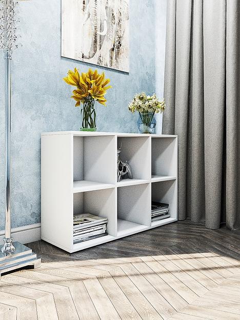 Стеллаж горизонтальный Wood&Stone «Малави» 310 белый 99.4×33.2×66.8 см фото 1