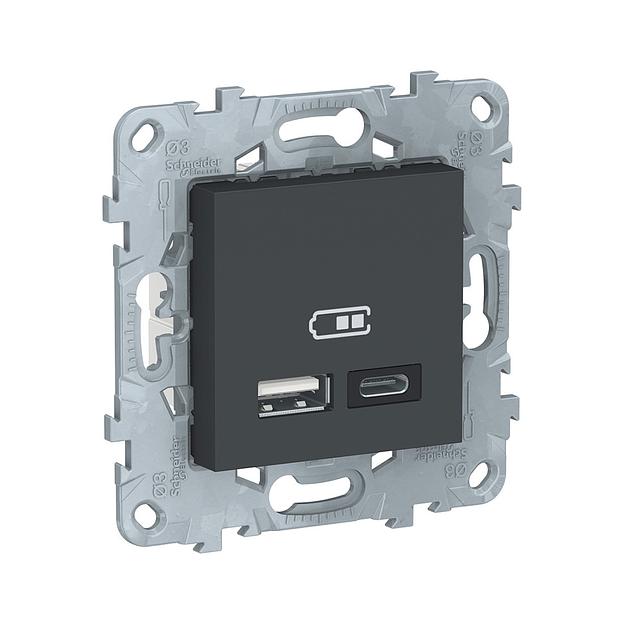 Розетка USB SE NU501854 Unica New 5В/2400 мА антрацит NU501854 фото 1