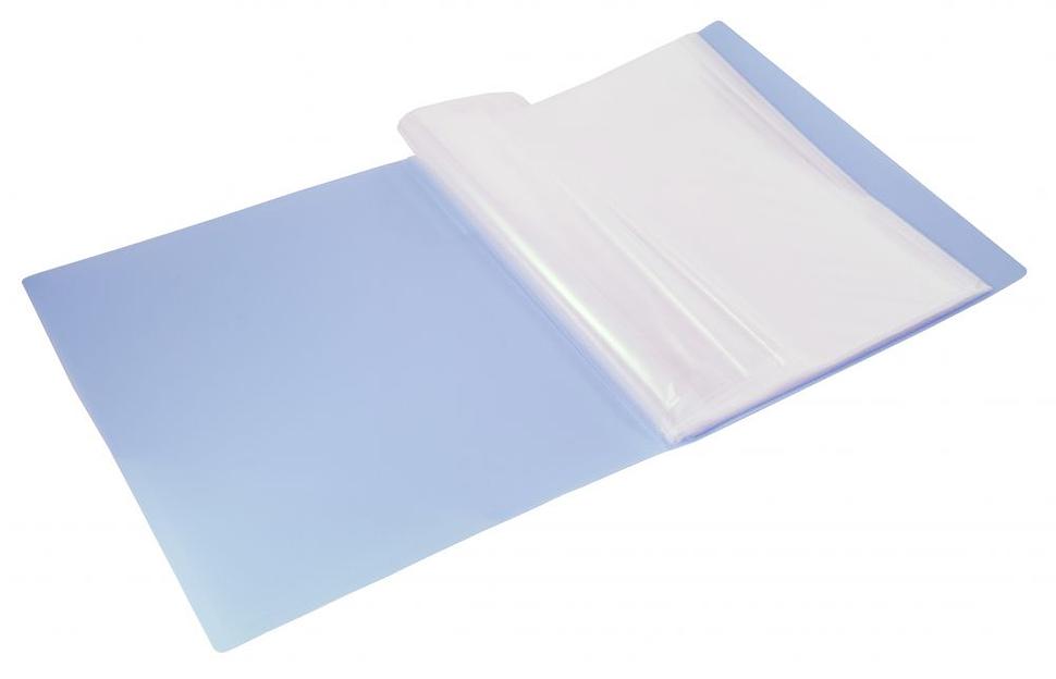 Папка с 20 прозр.вклад. Бюрократ Gems GEM20AZURE A4 пластик 0.7мм торц.карм с бум. встав голубой топаз фото 2