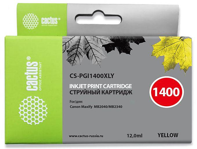 Картридж струйный Cactus CS-PGI1400XLY желтый (12мл) для Canon MB2050/MB2350/MB2040/MB2340 фото 1
