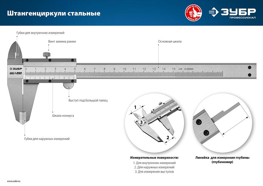 ЗУБР ШЦ-1-150, 150 мм, стальной штангенциркуль, Профессионал (34514-150) фото 6