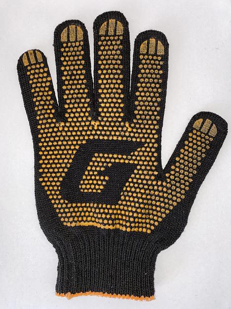 Трикотажные перчатки 4 нитки с ПВХ черные фото 1