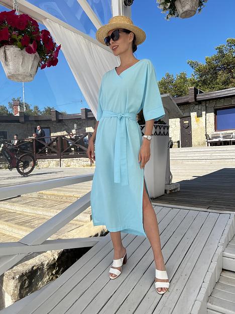 Платье цвет голубой ОПТ фото 3