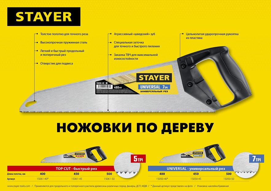 STAYER Universal, 450 мм, универсальная ножовка (15050-45) фото 4