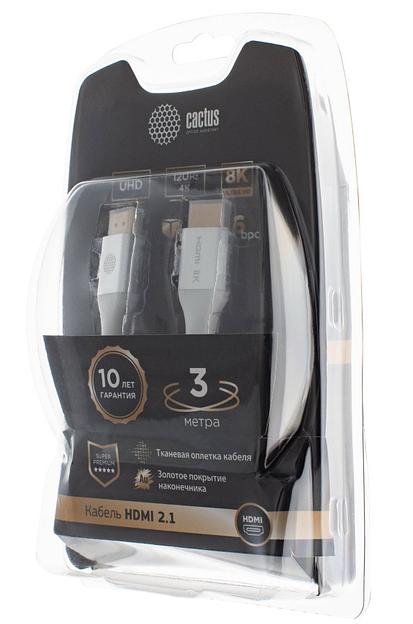 Кабель аудио-видео Cactus CS-HDMI.2.1-1 HDMI (m)/HDMI (m) 1м. Позолоченные контакты серебристый фото 2