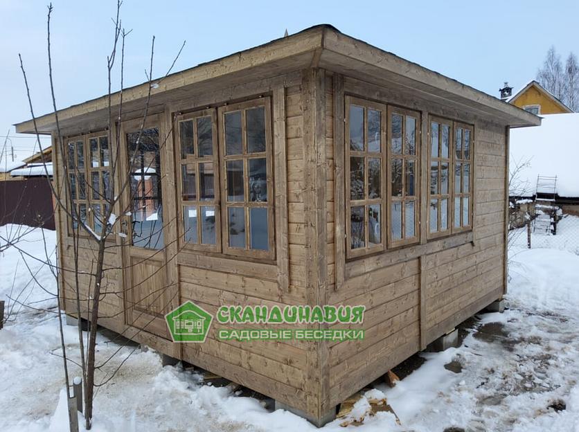 Беседка «Застекленная» 4×4 м с казан-мангалом фото 2