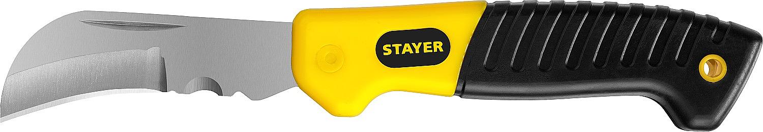 STAYER изогнутое лезвие, монтерский складной нож, Professional (45409) фото 1