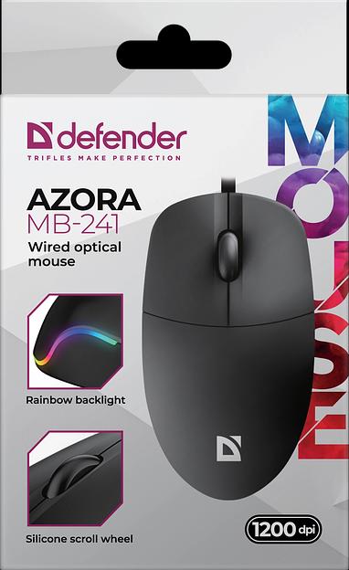 Defender Проводная оптическая мышь Azora MB-241 черн,3D,1200dpi,1,8м Defender 52241 фото 4