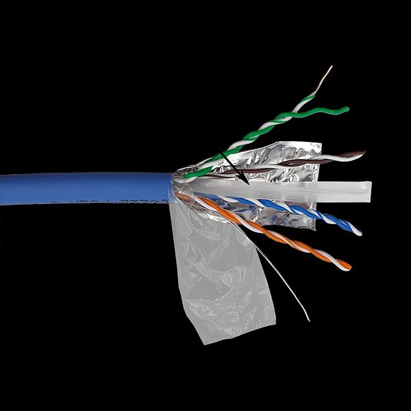 Кабель информационный Lanmaster LAN-6AFTP-LSZH-BL кат.6А F/UTP общий экран 4X2X23AWG LSZH внутренний 305м синий фото 1