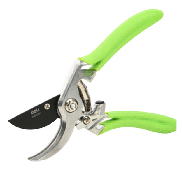 Секатор садовый Deli DL580207 цельнокованный, лезвия с тефлоновым покрытием, длина 215мм, макс. диаметр резки 12мм, сталь SK5 фото 1