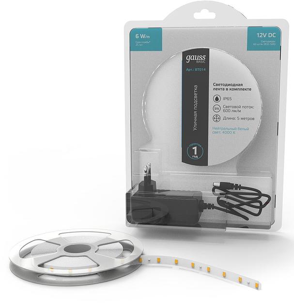 Лента светодиод. Gauss Basic 5м (BT014) фото 2