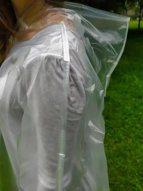 Плотный дождевик на липучках шитый, прозрачный фото 4