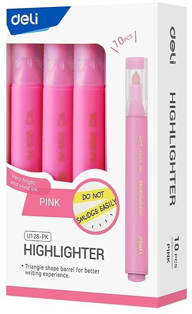Текстовыделитель Deli EU12S-PK скошенный пиш. наконечник 1-5мм розовый коробка картонная фото 1