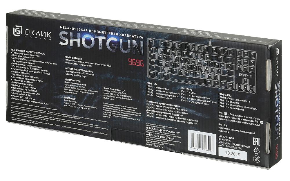 Клавиатура Оклик 969G SHOTGUN механическая черный USB Multimedia for gamer LED фото 10
