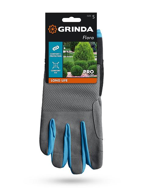 GRINDA FLORA, S (7), садовые перчатки из искусственной кожи с усиленным наладонником и кончиками пальцев, противоскользящие, PRO Line (1138-S) фото 4