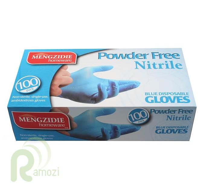 Перчатки синие нитрил 50 пар, размер L фото 1