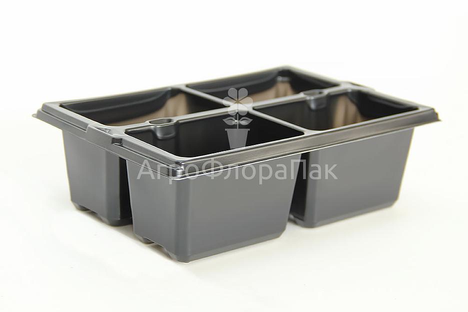 Кассета рассадная, черная, 4 ячейки ОПТ фото 1
