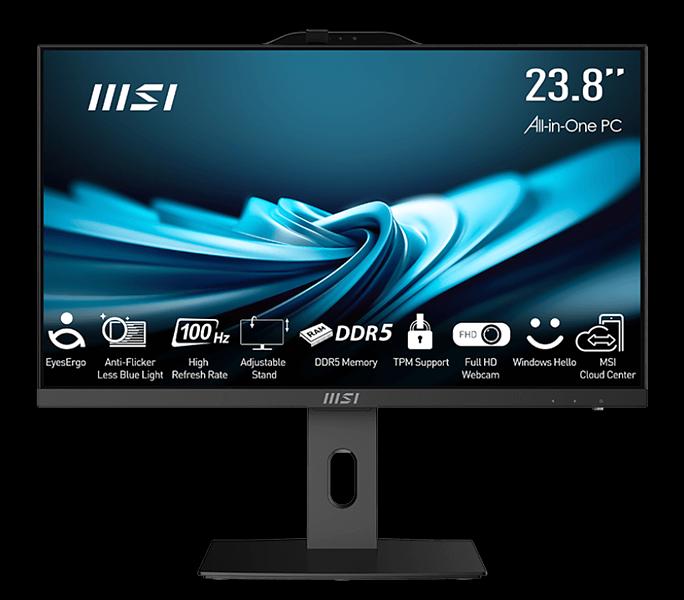 Моноблок MSI Pro AP242P 14M AiO 23,8" FHD(1920x1080)IPS AG Non-touch, Core i5-14400 (2.5GHz), 16Gb DDR5 (2x8Gb), 512GB SSD, Intel UHD,WiFi,BT,camera,WirelessKB&mouse Eng/Rus,noOS,1y w-ty,Black (9S6-AE0621-822) фото 1
